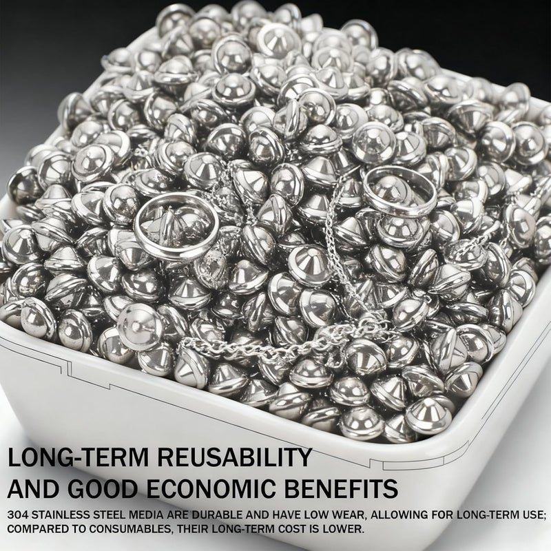 PullCrease 2 lb 1/8" 304 Stainless Steel Tumbling Media Ballcone Shot Jewelry Tumbler Finishing, Anti-Rust, Jewelry Making, Polishing, Metal Finishing in Rotary and Vibratory Tumblers - Image 5